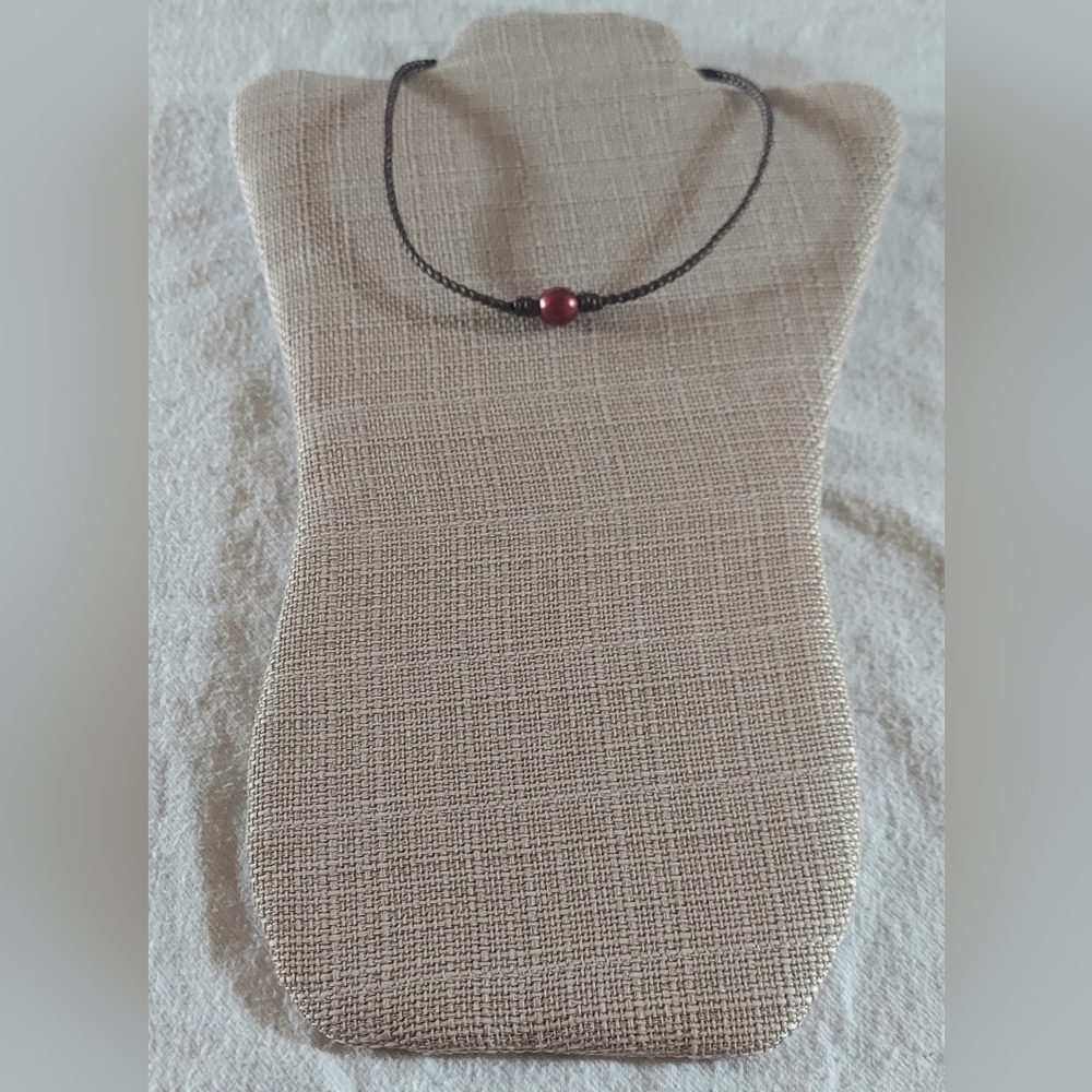 New Handmade Wine Pearl & Metallic Brown Braided Choker Necklace
